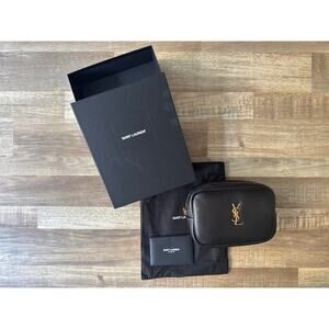 NWT Saint Laurent Small Clutch Leather Logo Calypso Makeup Bag